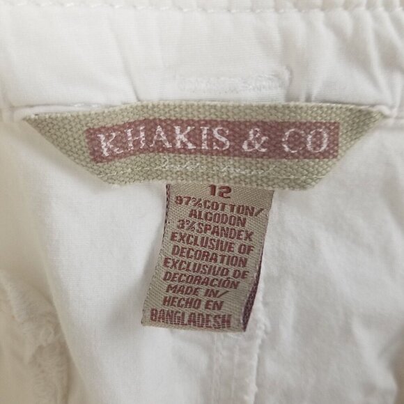 Khakis & Co Women's‎ 12 Shorts white cotton pockets rivets drawstring waist/leg - Picture 13 of 16